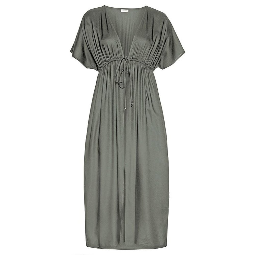 VS 12 Open Wrap Dress Khaki Cover-Up Swimwear Beach Pool Vacation NWT